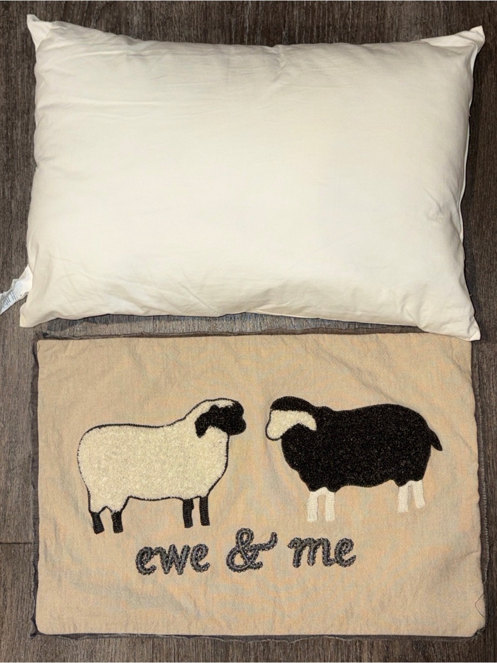 Pottery Barn Cream and Black 'Ewe & Me' Decorative Pillow Cover